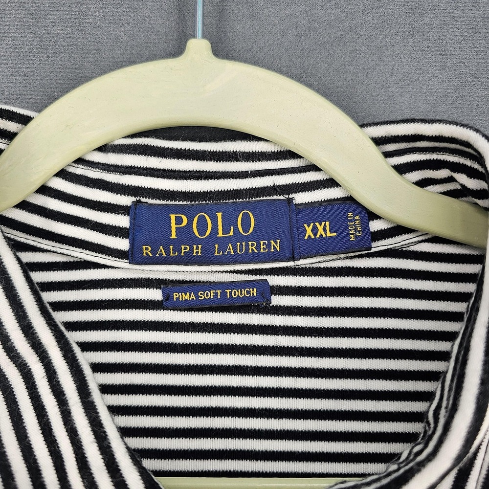 Polo Ralph Lauren Polo Shirt Mens 2XL Black Stripe Pima‎ Soft Touch Short Sleeve - Picture 3 of 9